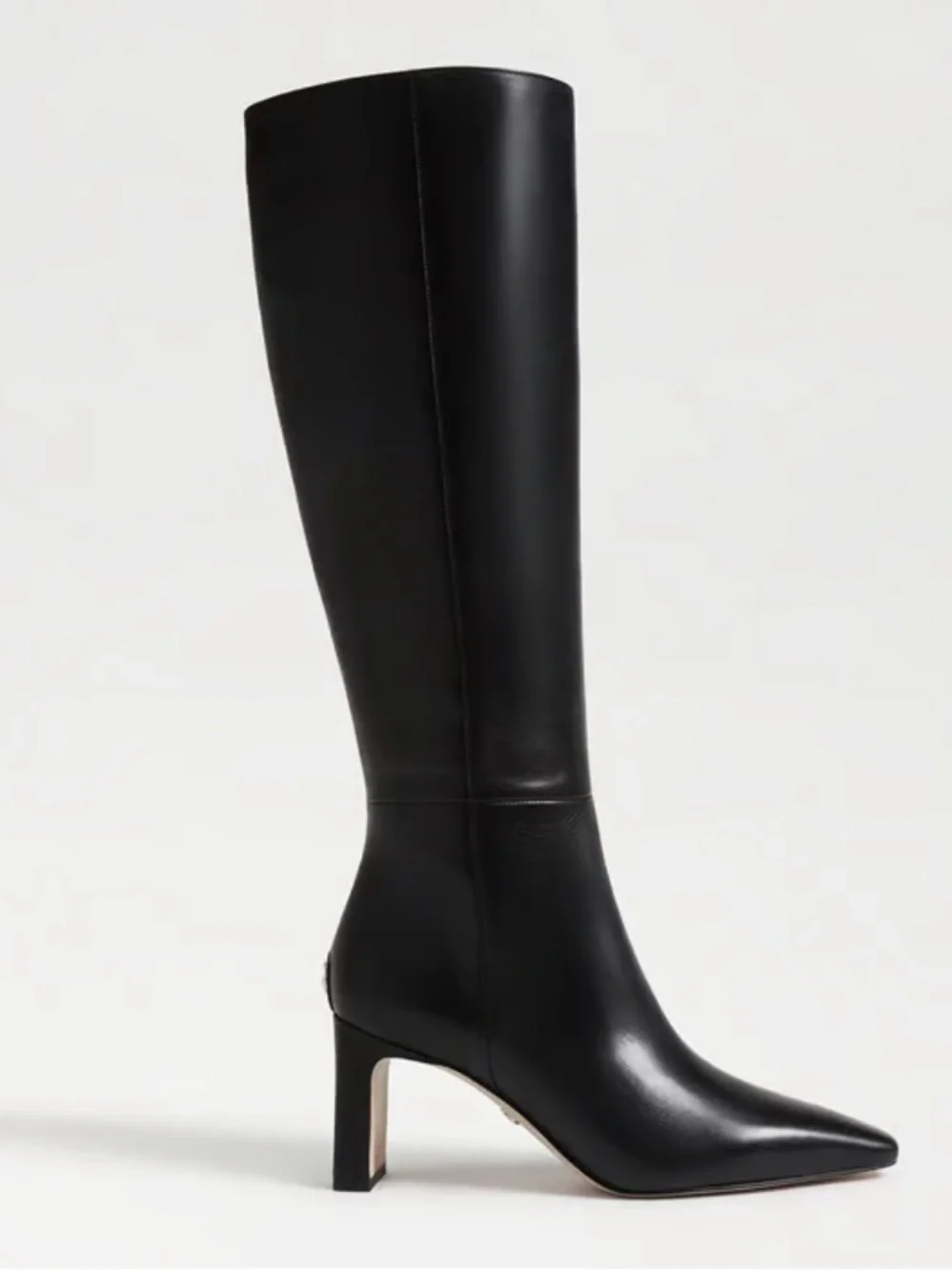 Sam Edelman Black Knee-high Pointed-Toe Slim Heeled Boots: size 10M/wide calf